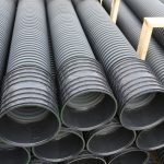 warehouse of the corrugated pipes of plastic for laying an optic